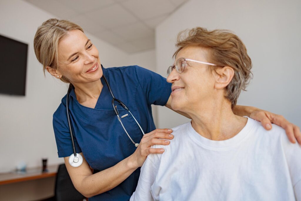 doctor supporting a sick pacient