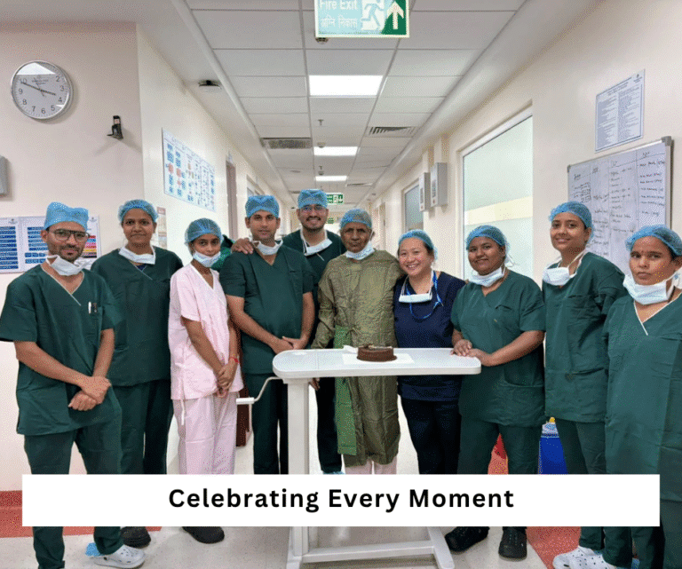 celebrating birthday of a bone marrow transplant patient