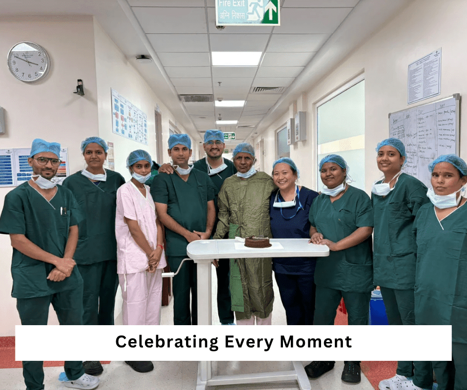 celebrating birthday of a bone marrow transplant patient