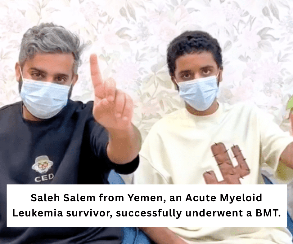 Saleh Salem from Yemen, an Acute Myeloid Leukemia survivor, successfully underwent a BMT. BMT NEXT DR NEERAJ TEOTIA DR MEET KUMAR